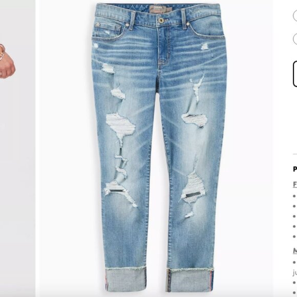 Torrid Size 28 Crop Boyfriend Straight Vintage Stretch Mid-Rise Jean NWOT - Picture 3 of 16